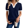 image:imageWIHOLL Short Sleeve Sweater Tops 2026 Spring Summer Trendy Knit Business Casual Essential V Neck Sweaters04  Navy White