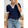 image:imageWIHOLL Short Sleeve Sweater Tops 2026 Spring Summer Trendy Knit Business Casual Essential V Neck Sweaters04  Navy White