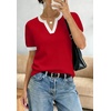 image:imageWIHOLL Short Sleeve Sweater Tops 2026 Spring Summer Trendy Knit Business Casual Essential V Neck Sweaters04  Red White