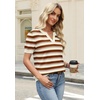 image:imageWIHOLL Short Sleeve Sweater Tops 2026 Spring Summer Trendy Knit Business Casual Essential V Neck Sweaters05  Brown Striped