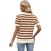 image:imageWIHOLL Short Sleeve Sweater Tops 2026 Spring Summer Trendy Knit Business Casual Essential V Neck Sweaters05  Brown Striped