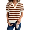 image:imageWIHOLL Short Sleeve Sweater Tops 2026 Spring Summer Trendy Knit Business Casual Essential V Neck Sweaters05  Brown Striped
