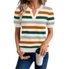 image:imageWIHOLL Short Sleeve Sweater Tops 2026 Spring Summer Trendy Knit Business Casual Essential V Neck Sweaters05  Orange Green Striped