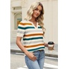 image:imageWIHOLL Short Sleeve Sweater Tops 2026 Spring Summer Trendy Knit Business Casual Essential V Neck Sweaters05  Orange Green Striped