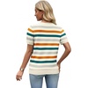 image:imageWIHOLL Short Sleeve Sweater Tops 2026 Spring Summer Trendy Knit Business Casual Essential V Neck Sweaters05  Orange Green Striped