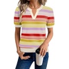 image:imageWIHOLL Short Sleeve Sweater Tops 2026 Spring Summer Trendy Knit Business Casual Essential V Neck Sweaters05  Stripes