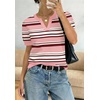 image:imageWIHOLL Short Sleeve Sweater Tops 2026 Spring Summer Trendy Knit Business Casual Essential V Neck Sweaters08  Stripes