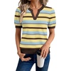 image:imageWIHOLL Short Sleeve Sweater Tops 2026 Spring Summer Trendy Knit Business Casual Essential V Neck Sweaters09  Stripes