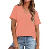 image:imageWIHOLL Summer Tops for Women Scoop Neck Basic Tees Short Sleeve Casual TShirts Loose FitCoral