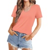 image:imageWIHOLL Summer Tops for Women Scoop Neck Basic Tees Short Sleeve Casual TShirts Loose FitCoral