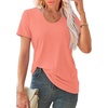image:imageWIHOLL Summer Tops for Women Scoop Neck Basic Tees Short Sleeve Casual TShirts Loose FitCoral