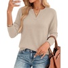 image:imageWIHOLL Sweaters for Women Long Sleeve Fits V Neck Knit 2026 Fall OutfitsApricot