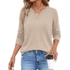 image:imageWIHOLL Sweaters for Women Long Sleeve Fits V Neck Knit 2026 Fall OutfitsApricot