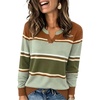 image:imageWIHOLL Sweaters for Women Long Sleeve Fits V Neck Knit 2026 Fall OutfitsBrown Olive Beige Stripe