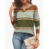 image:imageWIHOLL Sweaters for Women Long Sleeve Fits V Neck Knit 2026 Fall OutfitsBrown Olive Beige Stripe