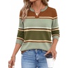 image:imageWIHOLL Sweaters for Women Long Sleeve Fits V Neck Knit 2026 Fall OutfitsBrown Olive Beige Stripe