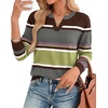 image:imageWIHOLL Sweaters for Women Long Sleeve Fits V Neck Knit 2026 Fall OutfitsColored Stripes 1