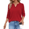 image:imageWIHOLL Sweaters for Women Long Sleeve Fits V Neck Knit 2026 Fall OutfitsRed