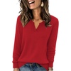 image:imageWIHOLL Sweaters for Women Long Sleeve Fits V Neck Knit 2026 Fall OutfitsRed