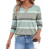 image:imageWIHOLL Sweaters for Women Long Sleeve Fits V Neck Knit 2026 Fall OutfitsSage Gray Stripe