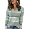 image:imageWIHOLL Sweaters for Women Long Sleeve Fits V Neck Knit 2026 Fall OutfitsSage Gray Stripe