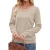 image:imageWIHOLL Sweaters for Women V Neck Casual Knit Long Sleeve Tops Lightweight Pullover Clothes Fall Fashion Outfits 2026Apricot