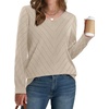 image:imageWIHOLL Sweaters for Women V Neck Casual Knit Long Sleeve Tops Lightweight Pullover Clothes Fall Fashion Outfits 2026Apricot
