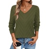 image:imageWIHOLL Sweaters for Women V Neck Casual Knit Long Sleeve Tops Lightweight Pullover Clothes Fall Fashion Outfits 2026Army Green