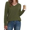 image:imageWIHOLL Sweaters for Women V Neck Casual Knit Long Sleeve Tops Lightweight Pullover Clothes Fall Fashion Outfits 2026Army Green