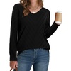 image:imageWIHOLL Sweaters for Women V Neck Casual Knit Long Sleeve Tops Lightweight Pullover Clothes Fall Fashion Outfits 2026Black