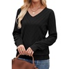 image:imageWIHOLL Sweaters for Women V Neck Casual Knit Long Sleeve Tops Lightweight Pullover Clothes Fall Fashion Outfits 2026Black