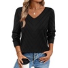 image:imageWIHOLL Sweaters for Women V Neck Casual Knit Long Sleeve Tops Lightweight Pullover Clothes Fall Fashion Outfits 2026Black