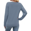image:imageWIHOLL Sweaters for Women V Neck Casual Knit Long Sleeve Tops Lightweight Pullover Clothes Fall Fashion Outfits 2026Blue Grey
