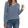 image:imageWIHOLL Sweaters for Women V Neck Casual Knit Long Sleeve Tops Lightweight Pullover Clothes Fall Fashion Outfits 2026Blue Grey