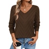 image:imageWIHOLL Sweaters for Women V Neck Casual Knit Long Sleeve Tops Lightweight Pullover Clothes Fall Fashion Outfits 2026Brown