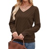 image:imageWIHOLL Sweaters for Women V Neck Casual Knit Long Sleeve Tops Lightweight Pullover Clothes Fall Fashion Outfits 2026Brown