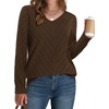image:imageWIHOLL Sweaters for Women V Neck Casual Knit Long Sleeve Tops Lightweight Pullover Clothes Fall Fashion Outfits 2026Brown