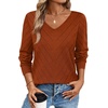 image:imageWIHOLL Sweaters for Women V Neck Casual Knit Long Sleeve Tops Lightweight Pullover Clothes Fall Fashion Outfits 2026Caramel