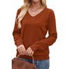 image:imageWIHOLL Sweaters for Women V Neck Casual Knit Long Sleeve Tops Lightweight Pullover Clothes Fall Fashion Outfits 2026Caramel