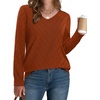 image:imageWIHOLL Sweaters for Women V Neck Casual Knit Long Sleeve Tops Lightweight Pullover Clothes Fall Fashion Outfits 2026Caramel