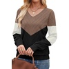 image:imageWIHOLL Sweaters for Women V Neck Casual Knit Long Sleeve Tops Lightweight Pullover Clothes Fall Fashion Outfits 2026Coffee Black White