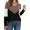 image:imageWIHOLL Sweaters for Women V Neck Casual Knit Long Sleeve Tops Lightweight Pullover Clothes Fall Fashion Outfits 2026Coffee Black White