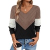 image:imageWIHOLL Sweaters for Women V Neck Casual Knit Long Sleeve Tops Lightweight Pullover Clothes Fall Fashion Outfits 2026Coffee Black White