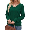 image:imageWIHOLL Sweaters for Women V Neck Casual Knit Long Sleeve Tops Lightweight Pullover Clothes Fall Fashion Outfits 2026Green