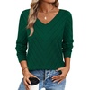 image:imageWIHOLL Sweaters for Women V Neck Casual Knit Long Sleeve Tops Lightweight Pullover Clothes Fall Fashion Outfits 2026Green