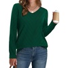 image:imageWIHOLL Sweaters for Women V Neck Casual Knit Long Sleeve Tops Lightweight Pullover Clothes Fall Fashion Outfits 2026Green