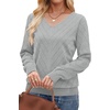 image:imageWIHOLL Sweaters for Women V Neck Casual Knit Long Sleeve Tops Lightweight Pullover Clothes Fall Fashion Outfits 2026Grey
