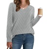 image:imageWIHOLL Sweaters for Women V Neck Casual Knit Long Sleeve Tops Lightweight Pullover Clothes Fall Fashion Outfits 2026Grey
