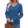 image:imageWIHOLL Sweaters for Women V Neck Casual Knit Long Sleeve Tops Lightweight Pullover Clothes Fall Fashion Outfits 2026Grey Blue