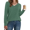 image:imageWIHOLL Sweaters for Women V Neck Casual Knit Long Sleeve Tops Lightweight Pullover Clothes Fall Fashion Outfits 2026Grey Green